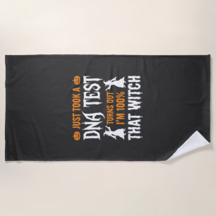 Funny Halloween DNA Test Witch Graphic Beach Towel
