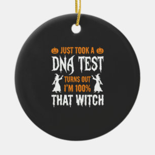 Funny Halloween DNA Test Witch Graphic Ceramic Ornament