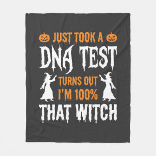Funny Halloween DNA Test Witch Graphic Fleece Blanket