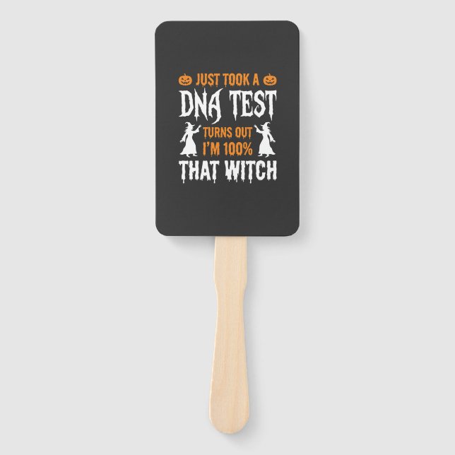 Funny Halloween DNA Test Witch Graphic Hand Fan (Front)