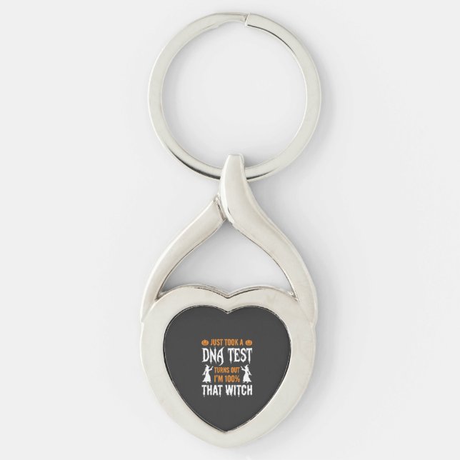 Funny Halloween DNA Test Witch Graphic Keychain (Front)