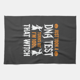 Funny Halloween DNA Test Witch Graphic Kitchen Towel