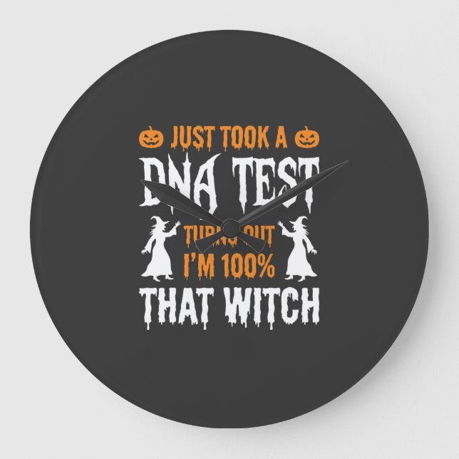 Funny Halloween DNA Test Witch Graphic Large Clock (Front)