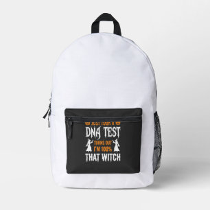 Funny Halloween DNA Test Witch Graphic Printed Backpack
