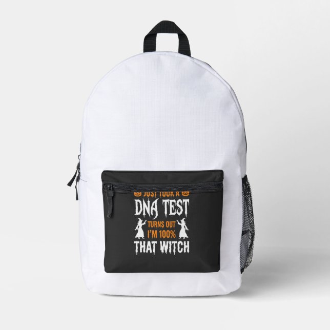 Funny Halloween DNA Test Witch Graphic Printed Backpack (Front)