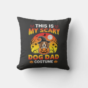 Funny Halloween Dog Dad Costume Witch Beagle Throw Pillow