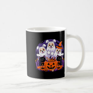 Funny Halloween Dog Dressed As Ghost Halloween Dog Coffee Mug