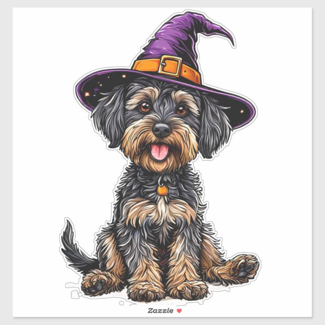 Funny Halloween Dog In Witch Hat Costume (Sheet)