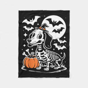 Funny Halloween Dog Skeleton Spooky Puppy Bones Fleece Blanket
