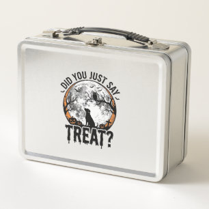Funny Halloween Dog Treat Vintage Vector Design_1 Metal Lunch Box
