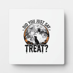 Funny Halloween Dog Treat Vintage Vector Design_1 Plaque