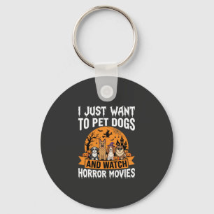 Funny Halloween Dogs Horror Movies Vector Keychain