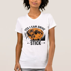 Funny Halloween Drive Stick Witch Vintage Shirt De