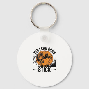 Funny Halloween Drive Stick Witch Vintage Shirt De Keychain
