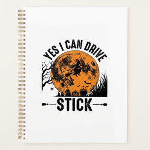 Funny Halloween Drive Stick Witch Vintage Shirt De Planner