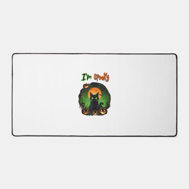 Funny Halloween Éffrayant Chat noir Citrouille Cha (Recto)