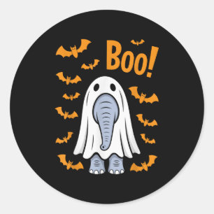 Funny Halloween Elephant Boo Ghost Costume Bats Classic Round Sticker