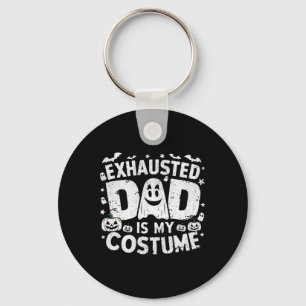 Funny Halloween Exhausted Dad Is My Costume Matchi Keychain