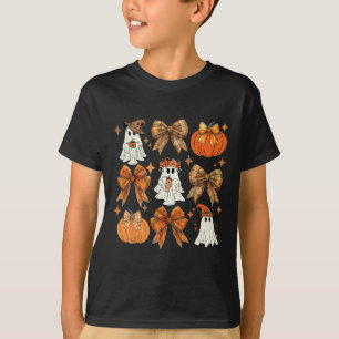 Funny Halloween Fall Coquette Bow Pumpkin Cute Gho T-Shirt