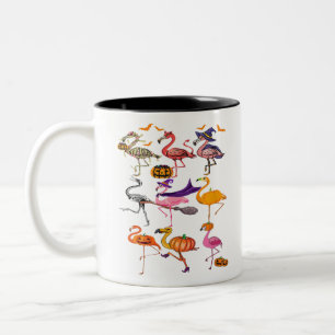 Funny Halloween Flamingo Costume Flamingoween Two-Tone Coffee Mug