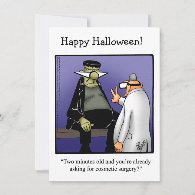 Funny Halloween Flat Greeting Card (Front)