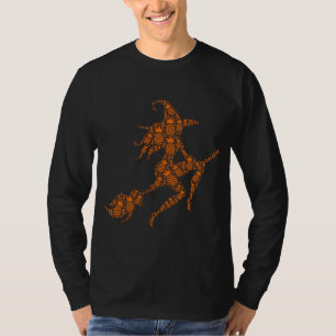 Funny Halloween Flying Witch Broom - Fruit Lover P T-Shirt