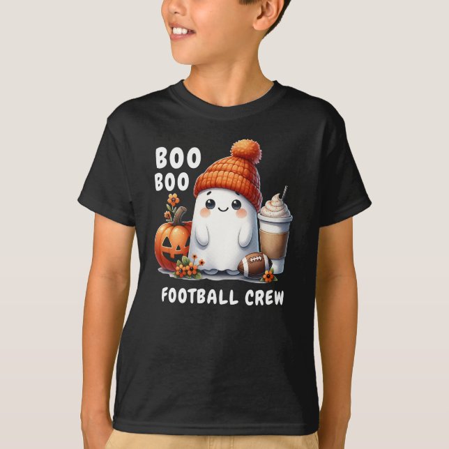 Funny Halloween Football Boo Crew Cute Ghost T-Shirt (Front)