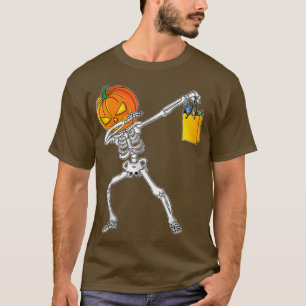 Funny Halloween For Boys Kids Dabbing Skeleton Pu T-Shirt