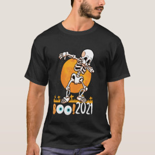 Funny Halloween For Boys Kids Dabbing Skeleton Pu T-Shirt