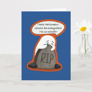 Funny Halloween for Introverts Scared Ghost Card