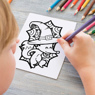 Funny Halloween Fox Dancing Coloring Page Poster