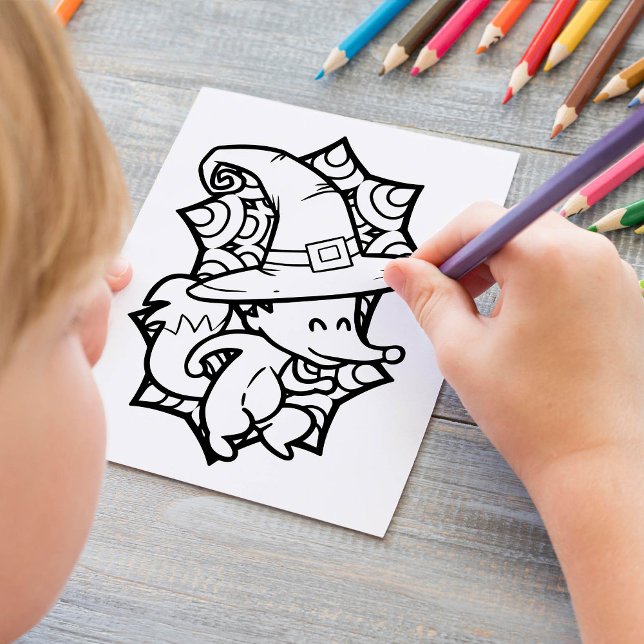 Funny Halloween Fox Dancing Colouring Page Poster (Creator Uploaded)