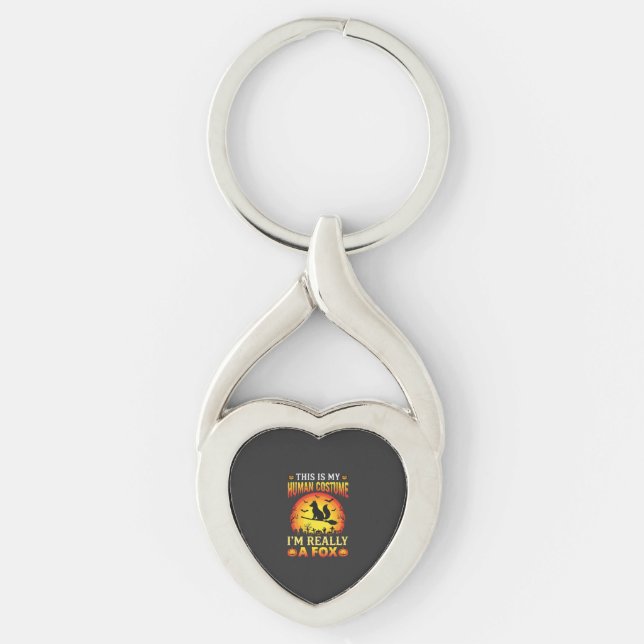 Funny Halloween Fox Human Costume Keychain (Front)