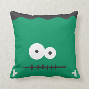 Funny Halloween Frankenstein Face Throw Pillow