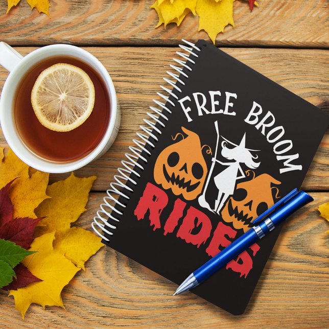 Funny Halloween Free Broom Rides Witch Pumpkins Notebook (Creator Uploaded)