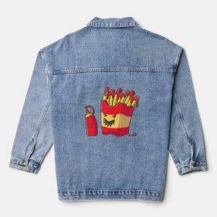 funny halloween french fries monster denim jacket