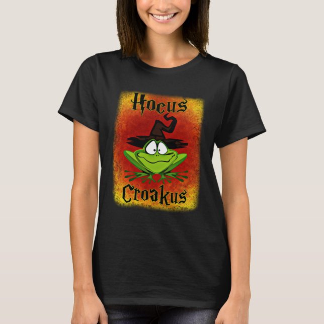 Funny Halloween Frog Hocus Croakus Shirt, T-Shirt (Front)