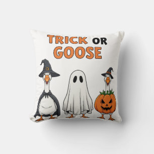 Funny Halloween Geese "Trick or Goose" Costume Des Throw Pillow