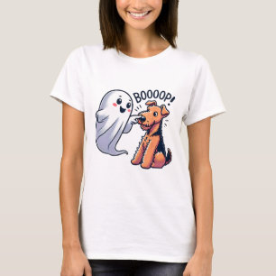 Funny Halloween Ghost Airedale Terrier Boop Lazy C T-Shirt
