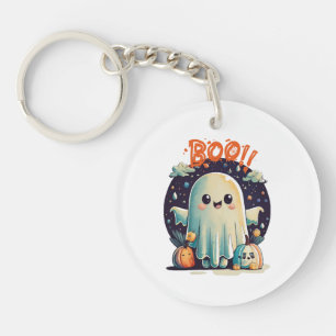 Funny Halloween Ghost Boo in Galaxy Keychain