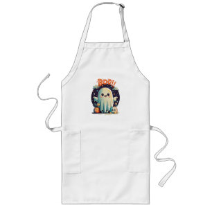 Funny Halloween Ghost Boo in Galaxy Long Apron