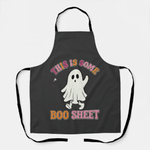 Funny Halloween Ghost Boo Sheet Floral Retro Desig Apron