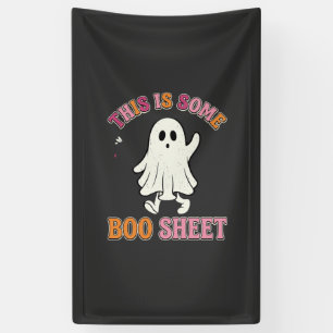 Funny Halloween Ghost Boo Sheet Floral Retro Desig Banner