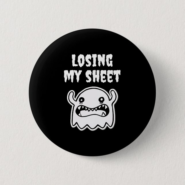 Funny Halloween Ghost Boo Sheet Losing My Sheet 2 Inch Round Button (Front)