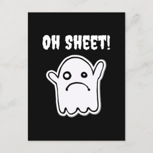 Funny Halloween Ghost Boo Sheet Pun Oh Sheet Postcard