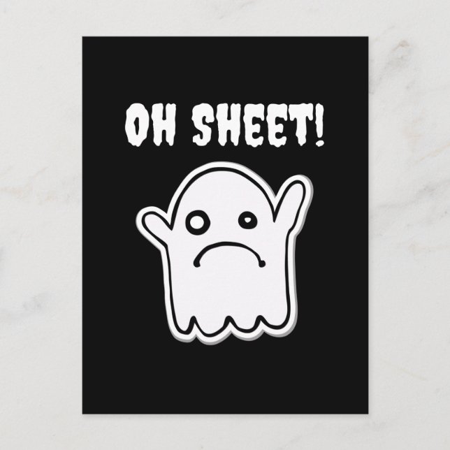 Funny Halloween Ghost Boo Sheet Pun Oh Sheet Postcard (Front)
