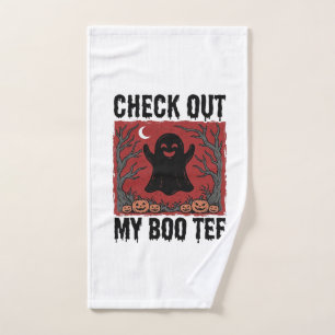 Funny Halloween Ghost Boo Tee Vintage Vector Desig Hand Towel