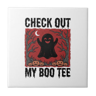 Funny Halloween Ghost Boo Tee Vintage Vector Desig Tile