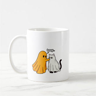 Funny Halloween Ghost Boops Cat Coffee Mug