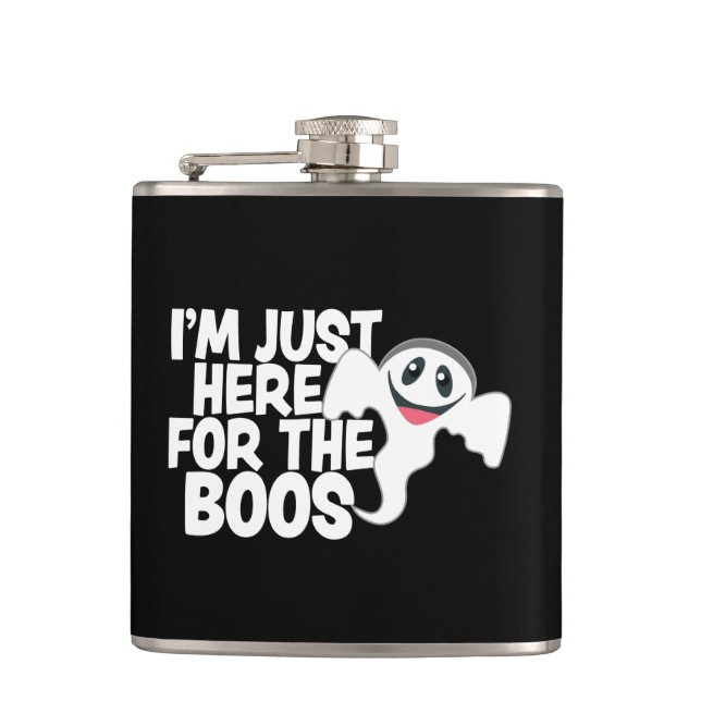 Funny Halloween Ghost Boos Pun  Hip Flask (Front)